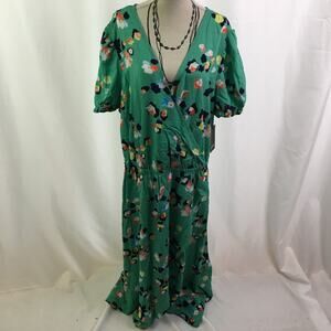 a.n.a  Dress Green Large Empire Waist Ines Floral Maxi